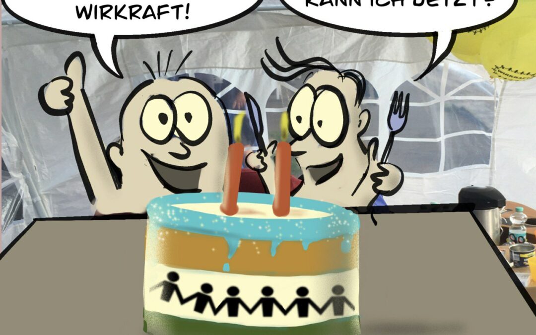 Comic mit Geburtstagstorte